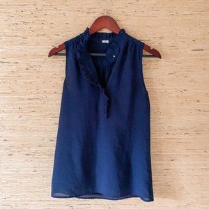 J.Crew Ruffleneck Sleeveless Top in Navy | Size 0